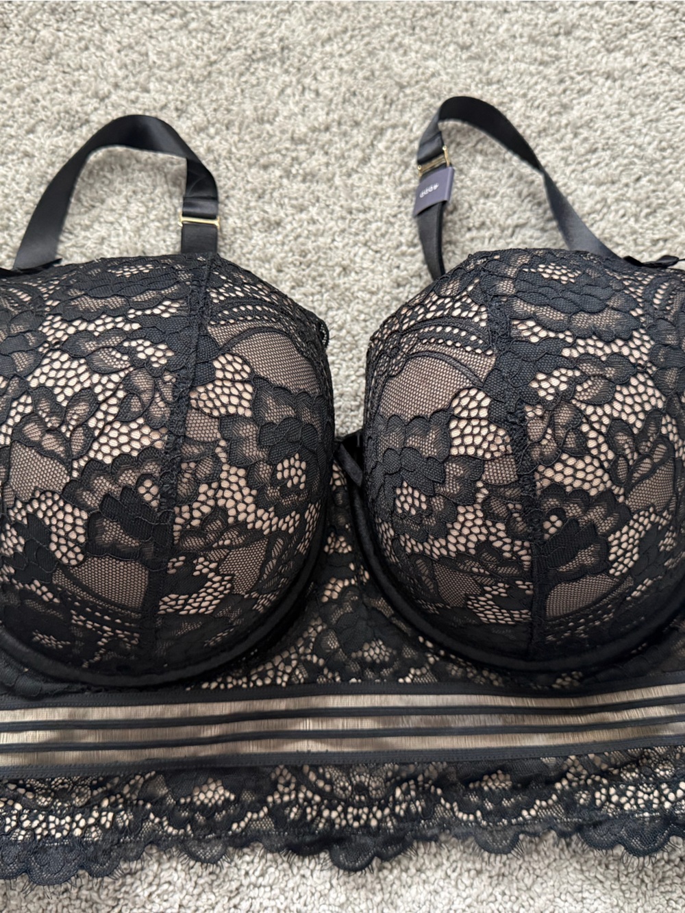 Lane Bryant Cacique Black Lace Balconette Bra - Women Intimates